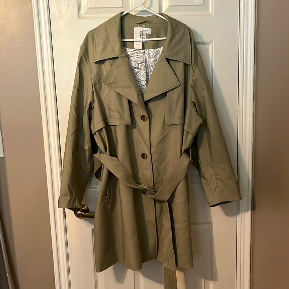 Addition-Elle Light Sage Green Trench Coat